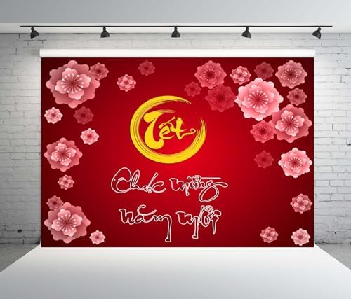 BELECO 8x6ft Fabric Happy Vietnamese Lunar New Year Backdrop 2026 TET Decorations Cherry Blossoms Red Asian New Year Party Decorations Kids Family Photoshoot Studio Props - Image 3