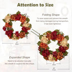 Fall Wreaths for Front Door 20 inch Autumn Wreath with Hydrangeas Berries - Image 3