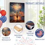 July 4th Patriotic Canvas Wall Art 4th of July USA Decorations Boy Holding American Flag and Dark Night Fireworks Picture Wall Decor Independence Day Home Decor 24x32in - Image 4