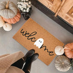 Halloween Ghost Welcome Coir Doormat 17"x30", Outdoor Front Door Mat with Cute Ghost Design, PVC Non Slip Backing, Fall Halloween Welcome Mat for Front Porch Entryway Decor - Image 3