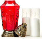 Cemetery Memorial Candle, Christian Cross Candle Holder with 2 Candles by TaulticLights
