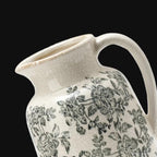 Ceramic Vintage Vase Flower Decorative Vase Chinoiserie Decor Rustic Farmhouse Retro Floral Vases for Table Bookshelf Mantel Kitchen Living Room Office - 9.5" Gray - Image 4