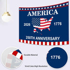 4th of July Backdrop Decorations 250th Anniversary USA Flag Patriotic Backdrop 10x6.5ft Banner Independence Day Photography Background Theme Party Decorations Supplies Photo Studio Props - Image 7