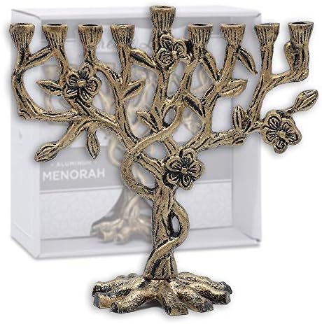 Ner Mitzvah Tree of Life Menorah for Chanukah - Fits All Standard Candles - Artistic Bronze Gold Menorah - 8" High - Image 2