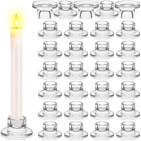 30 Pcs Glass Taper Candle Holders Candlestick Holders by Ovveroche