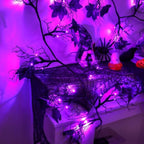9Ft Lighted Halloween Garland Decorations Indoor, 66 LED Purple Lights Willow Vine Twig Black Halloween Garland with 8 Mode & Timer, Battery Operated Halloween Decor for Mantel Fireplace Home - Image 5