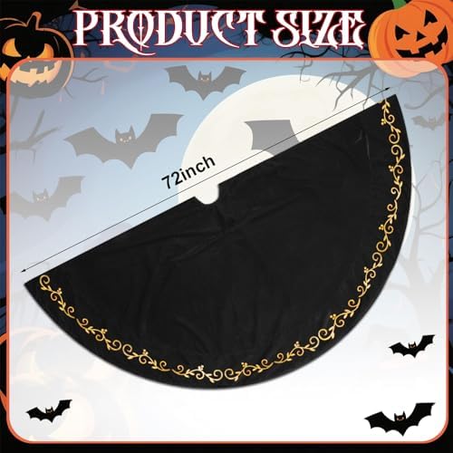 HyDren 72 inch Velvet Christmas Black Tree Skirt (Classical Style) - Image 2