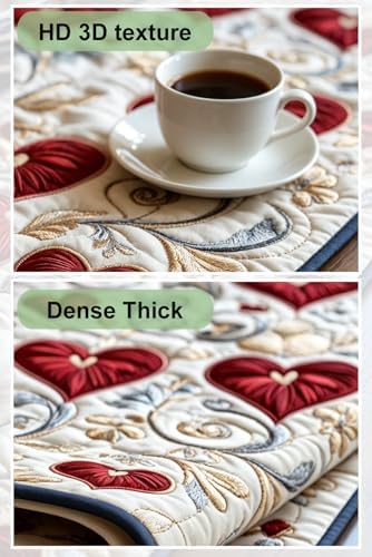Quilted Table Runner, 3D Floral & Animals Design, Farmhouse Rustic Home Decor, for Dining Table Kitchen Holiday (A17,14x48 inches) - Image 3