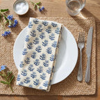 Mindsoft Set of 12 Floral Cloth Napkins Blue Linen Cloth Napkins - Image 3