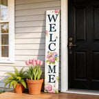 Welcome Sign for Front Porch, 47" Wood Framed Porch Sign Hydrangea Flower Decorations with Hanging Rope, Farmhouse Yard Signs Home Decor for Outdoor Patio - Image 3