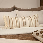 Beige Decorative Boho Lumbar Pillow Cover 12x28 - Image 3