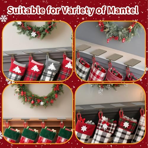 GloTika Christmas Stocking Holders for Mantle Set of 4, Heavy Duty Stocking Holder Hooks for Fireplace Tabletop Shelf Christmas Ornaments, Cast Iron Stocking Hangers Base, Bronze - Image 7
