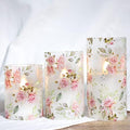 Rose Flameless Candles with Remote Real Wax Blinks Glass Battery Operated Candles - Home Party Wedding Thanksgiving Christmas Summer Decor - Set of 3 by Silverstro