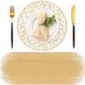 Geosar Round Woven Placemats Bulk Rustic Paper Braided Placemats Boho Natural Non slip Heat Resistant Table Mats for Wedding Party, Dinner Table Centerpiece Decoration, 13 Inch (White Beige,24 Pcs) by Geosar