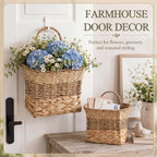 11.6 & 9.6 Inch Set of 2 Handwoven Wicker Hanging Baskets, Boho Wall Decor - Image 5