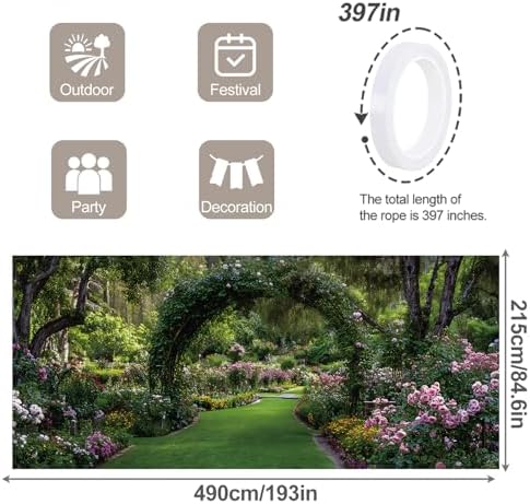 7 * 16FT Summer Garage Door Cover Decorations Sunset Palm Trees Garage Door Banner for Outdoor Indoor Summer Party Photography Backdrop (Green leaf arch, 7 * 16 ft) - Image 2