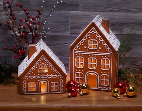 Mark Feldstein Iced Gingerbread Houses LED Figurines, Set of 2, 9 in - Image 2