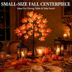 8pcs Fall Decor Set with Lighted Maple Tree & Pumpkins & Garland - Image 3