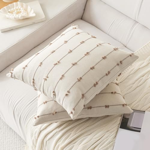 YEENAASY Boho Throw Pillow Covers 20x20 Set of 2 Farmhouse Pillow Cases - Image 2