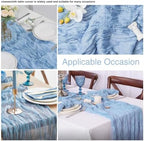 12 Pack Light Blue 10 Ft Cheesecloth Table Runner 20x120 Inch Boho Wrinkled Sheer Romantic Gauze Decor for Wedding, Bridal Shower, Birthday Party - Image 4