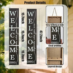 Welcome Porch Sign Decor,Hanging Wooden Door Sign,Rustic Porch Standing Decorative Signs,Vertical Plaques for Front Door,Farmhouse Outdoor Indoor Welcome Sign 47.2"H（Black） - Image 3