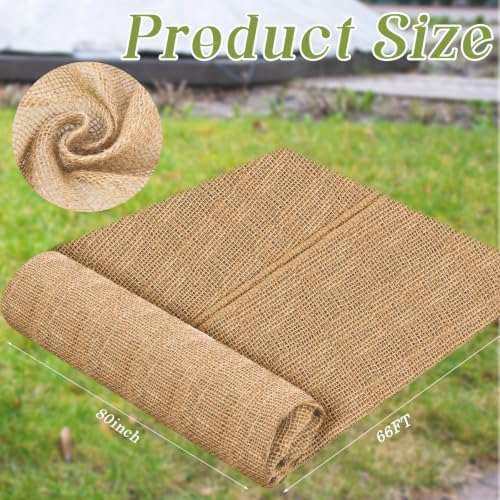 Buryeah 1 Pack 80 Inch X 66 ft Burlap Fabrics Roll Natural Jute Garden - Image 2