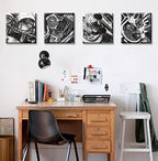 DJSYLIFE Black and White Vintage Motorcycle Wall Art 12" x 12" - Image 4