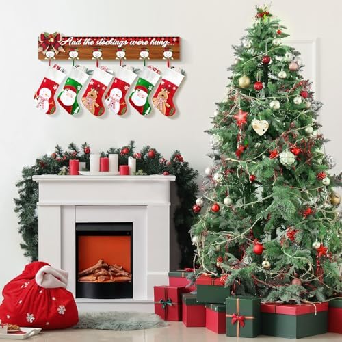 Christmas Stocking Holder Christmas Stocking Hangers for Wall Mantel Fireplace Collapsible And The Stockings were Hung Hanging Sign with 6 Hangers Christmas Stocking Hooks Xmas Party Decor 28.4 Inch - Image 4