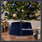 Skylety Navy Blue Velvet Christmas Tree Collar 24‘’ Tree Base Cover - Image 2