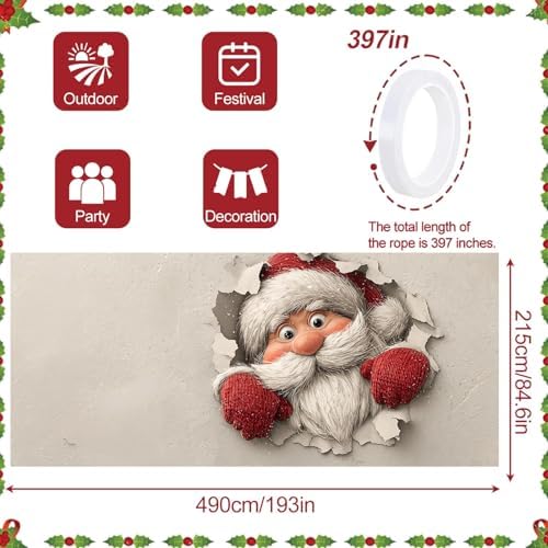 Interactive Santa Banner 16x7 Ft - Illusion Design for 2 Car Garage Large Wall Decoration - Image 4