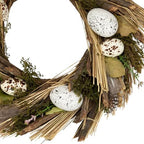 Speckled Eggs and Feathers Artificial Small Earthy Easter Wreath - 14" - Image 4