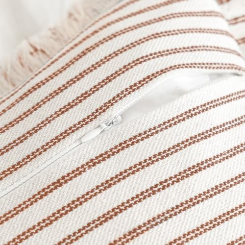 YEENAASY Throw Pillow Covers 16x16 Boho Striped Pillow Cases with Tassel - Image 3
