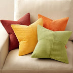 MIULEE Fall Burnt Orange Decorative Throw Pillow Covers 20x20 Inch Set of 4 Boho Color-Clash Cushion Covers Modern Farmhouse Pillow Cases Corduroy Striped Home Decor for Couch Sofa Bed - Image 3