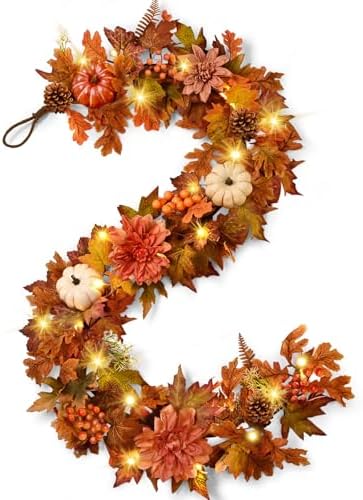Fall Decorations for Home, Fall Garland for Mantle,Fall Garland with Lights by Waipfaru