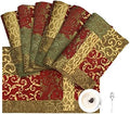 Loom and Mill Luxury Patchwork Damask Placemats Set of 6, Red Gold, 12x18in by LoomandMill