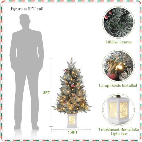 3FT Mini Christmas Tree with Battery Operated Lights for Holiday Decor - Image 3