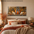 WAXWHELK Pumpkin Fall Canvas Wall Art, Lanterns Sunflowers and Gingham Bow Rustic Farmhouse Painting Pictures, Pumpkin Autumn Thanksgiving Artwork Decor for Bedroom Living Room (20"x40") - Image 4
