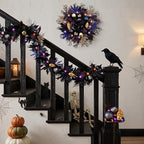 DecorbyHannah 6ft Halloween Garland for Mantle with Lights Pumpkins Decor - Image 2