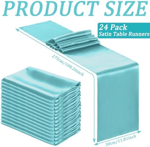 Bencailor 24 Pcs Light Blue Satin Table Runners Bulk, 12 x 108 Inch - Image 3