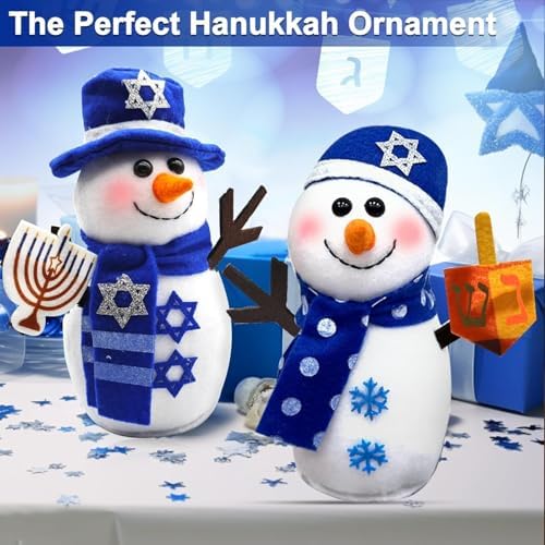 TURNMEON Hanukkah Decorations - 2 Pack Chanukah Plush Snowman Doll Hold Menorah & Dreidel,Hanukkah Gnomes Home Indoor Holiday Party Decor Chanukah Ornaments Table Hanukkah Gift Idea - Image 4
