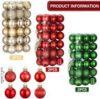 Shappy 216 Pcs Mini Christmas Ball Ornament 1.18 Inch,Red, Green, Gold - Image 2