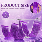 Breling 8 Pcs Purple Ceiling Fringe Curtains, Metallic Foil Drapes, 15 ft - Image 2