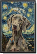Metal Sign Vintage Tin Sign Weimaraner Starry Night Weimaraner Graceful Weimaraner in A Night Sky for Home Lodge and Seasonal Displays Waterproof Aluminum 12×16 Inches with Metal Frame by YmyooForTinSign