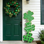 35 Inch St. Patrick’s Day Large Wooden Porch Sign, Shamrock Standing Decor with Rope, Rustic Clover Wood Welcome Sign for Outdoor Indoor Porch Entryway Farmhouse Holiday Decoration - Image 3
