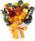 Perfectione Roses 4 Roses Mixed Bouquet for Mother's Day, Fall Flowers for Delivery, Preserved Flowers Birthday Gift for Women Mom Wife Grandma Her, Fall by Perfectione+Roses