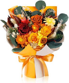 Perfectione Roses 4 Roses Mixed Bouquet for Mother's Day, Fall Flowers for Delivery, Preserved Flowers Birthday Gift for Women Mom Wife Grandma Her, Fall by Perfectione+Roses