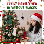 Zubebe 12 Pcs Christmas Mini Stockings Knitted Stocking, White Red Green - Image 5