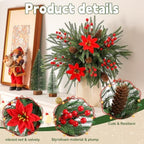 30PCS Christmas Real Touch Norfolk Pine Stems with Pinecones Berry Stems - Image 5