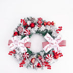 20" Artificial Christmas Wreath for Front Door with Balls Candy Cane Christmas Decorations for Indoor Outdoor Wall Window Home Holiday Xmas Decor by Unknown