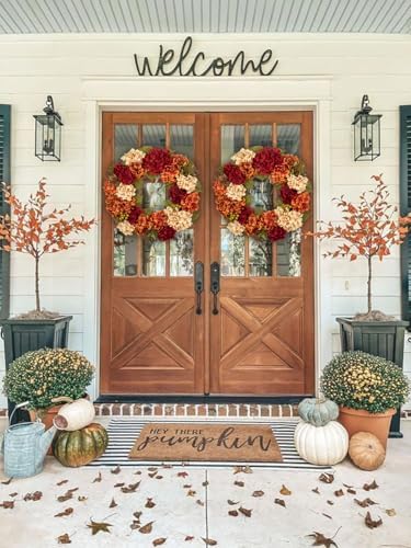 Fall Wreaths for Front Door 24 inch Autumn Wreath with Hydrangeas Berries - Image 5